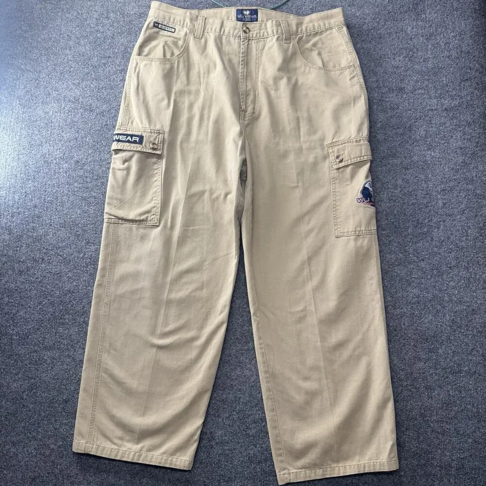 Vintage Wu Wear Jeans WuTang Pants Khaki Baggy Cargo Pants Streetwear 36x32 Rare - Picture 2 of 14